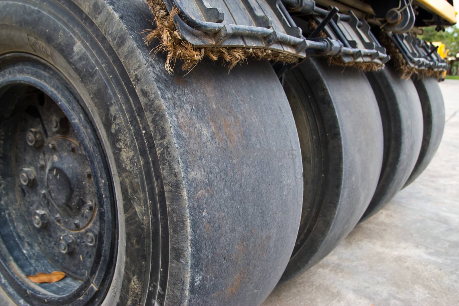 road roller at a road construction site