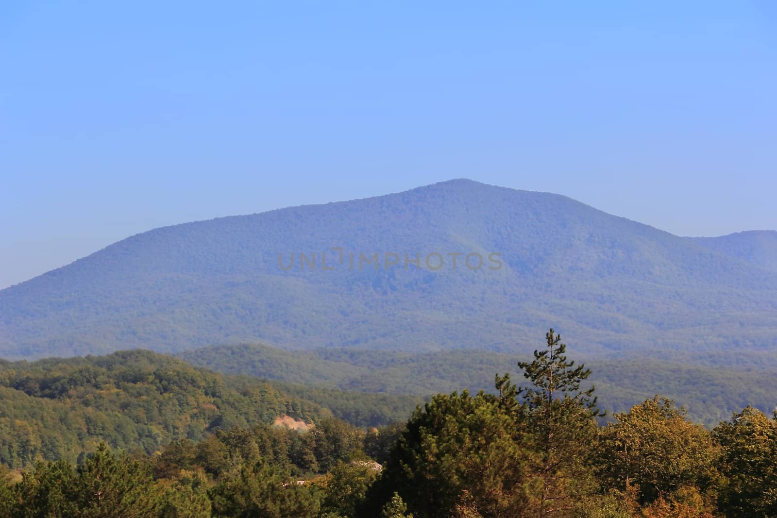 Summer beautiful landscape with Caucasus green mountains