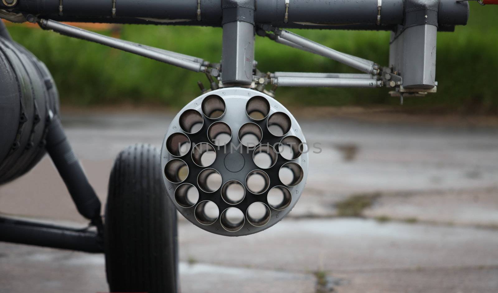 suspension container with rockets weapon attack helicopter