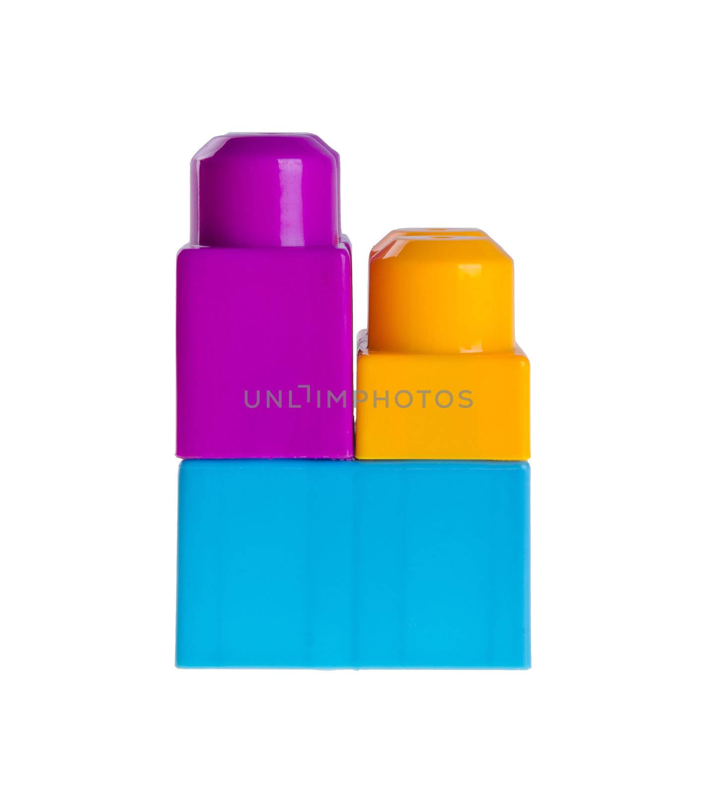 Plastic building blocks on a background