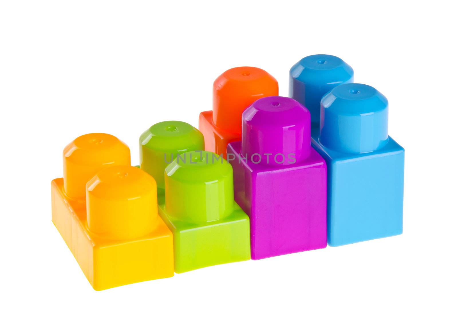 Plastic building blocks on a background