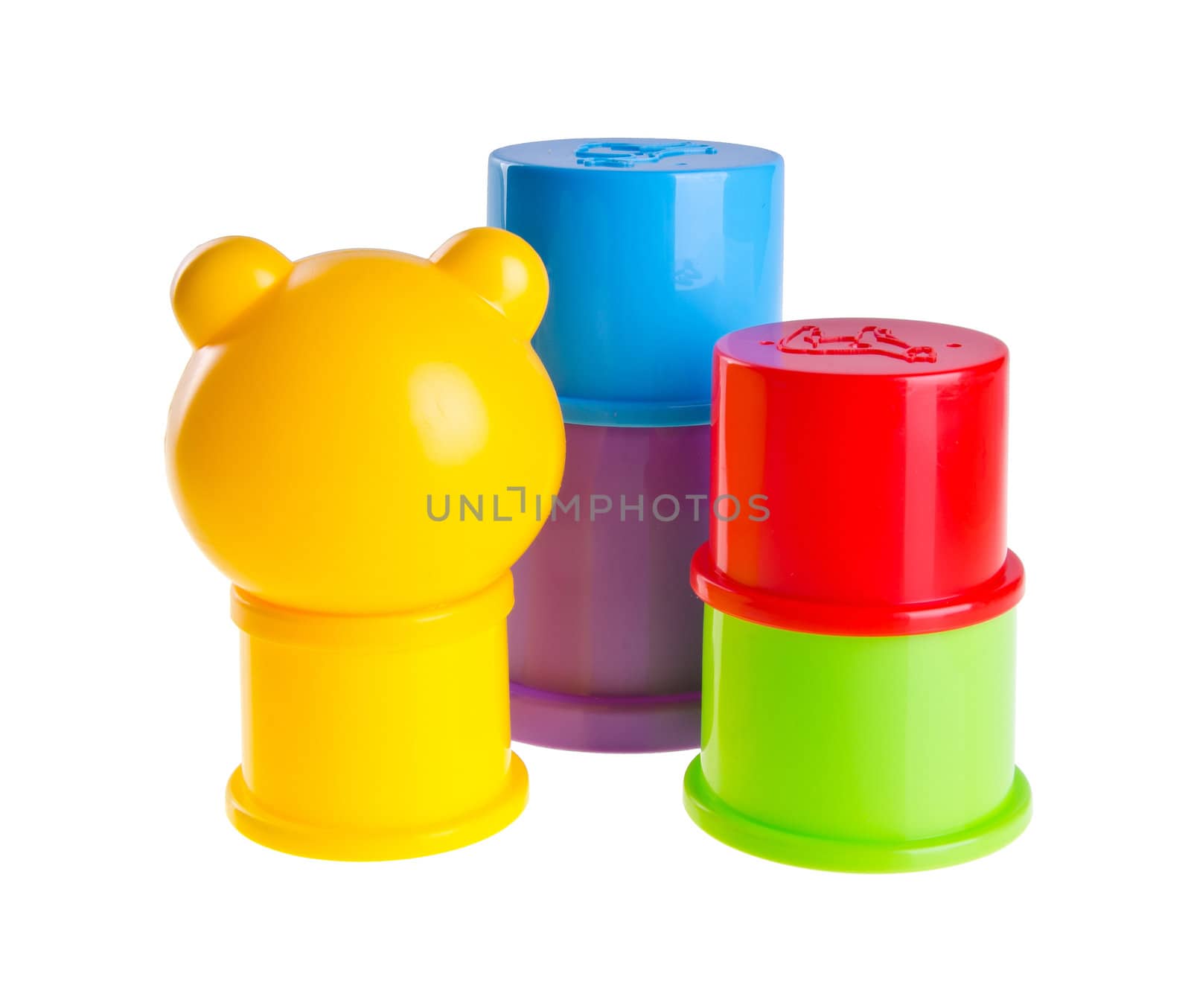 childs toy stacking cups on a background