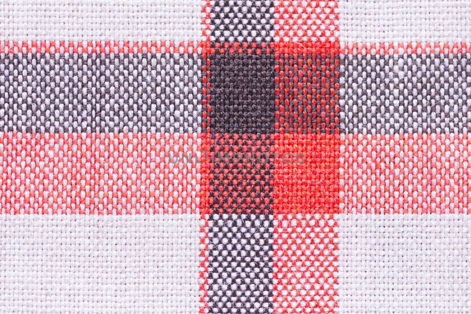 Close up shot of vintage geometric fabric texture