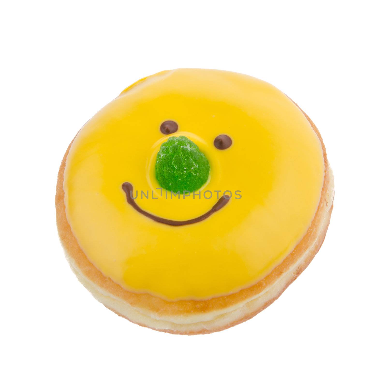 Donut, funny donut face on the background