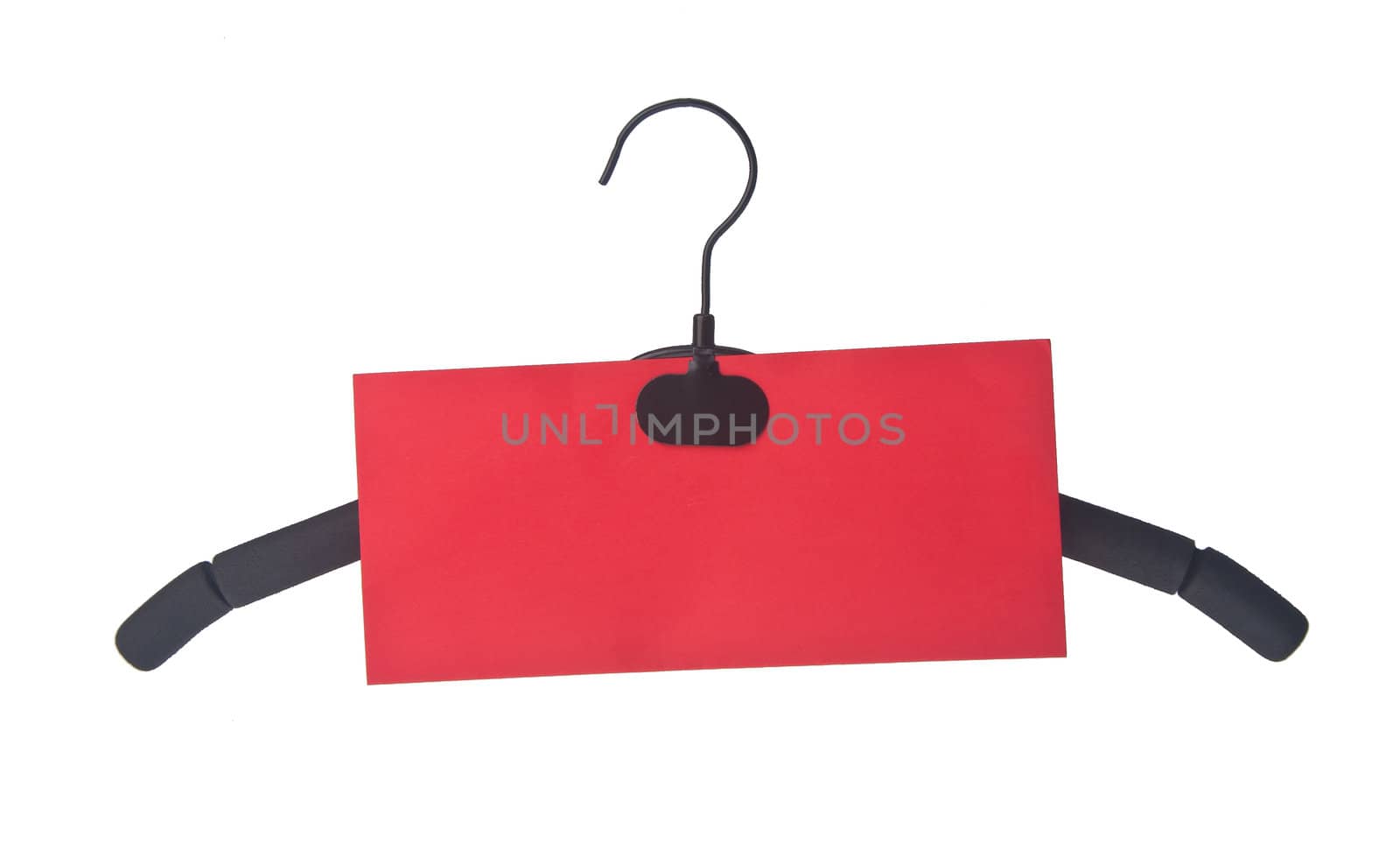 hanger. coat hanger with tag on the background