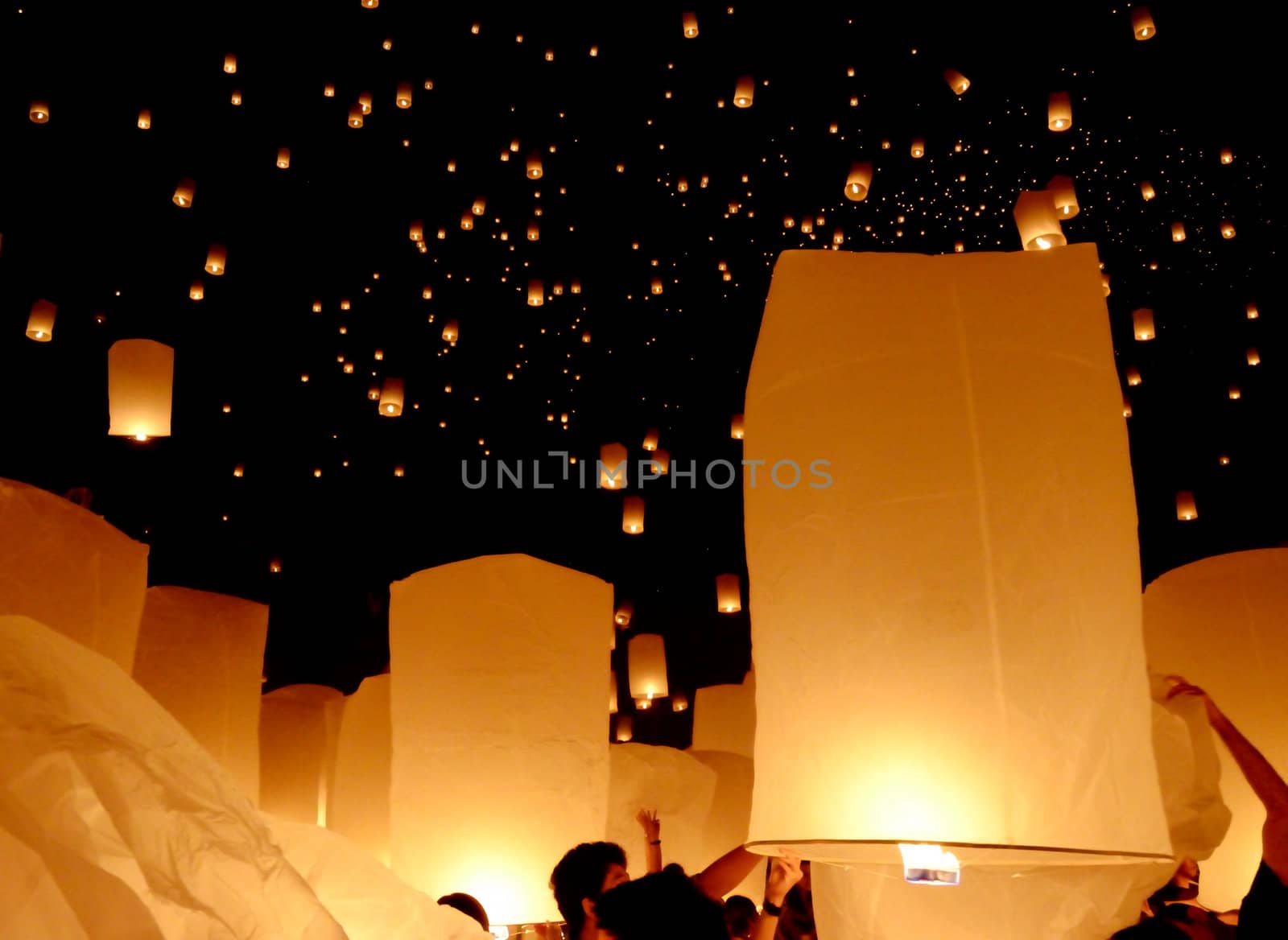 Floating lantern, Yi Peng Balloon Festival in Chiangmai Thailand