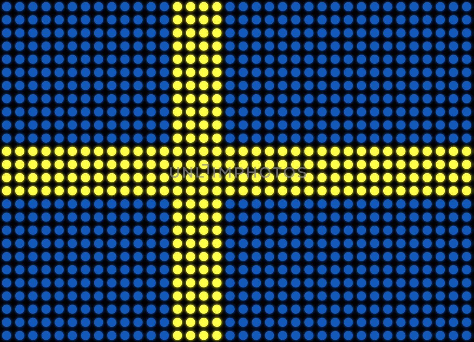 Illustration of an abstract dotted Swedish flag