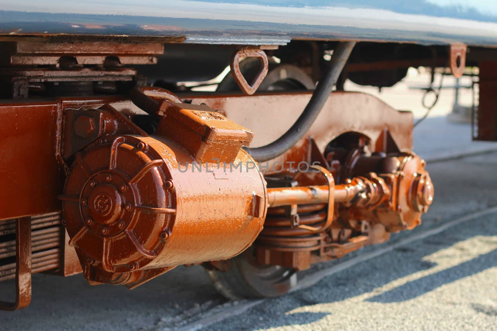 Detail of mechanical part of old Italian train
