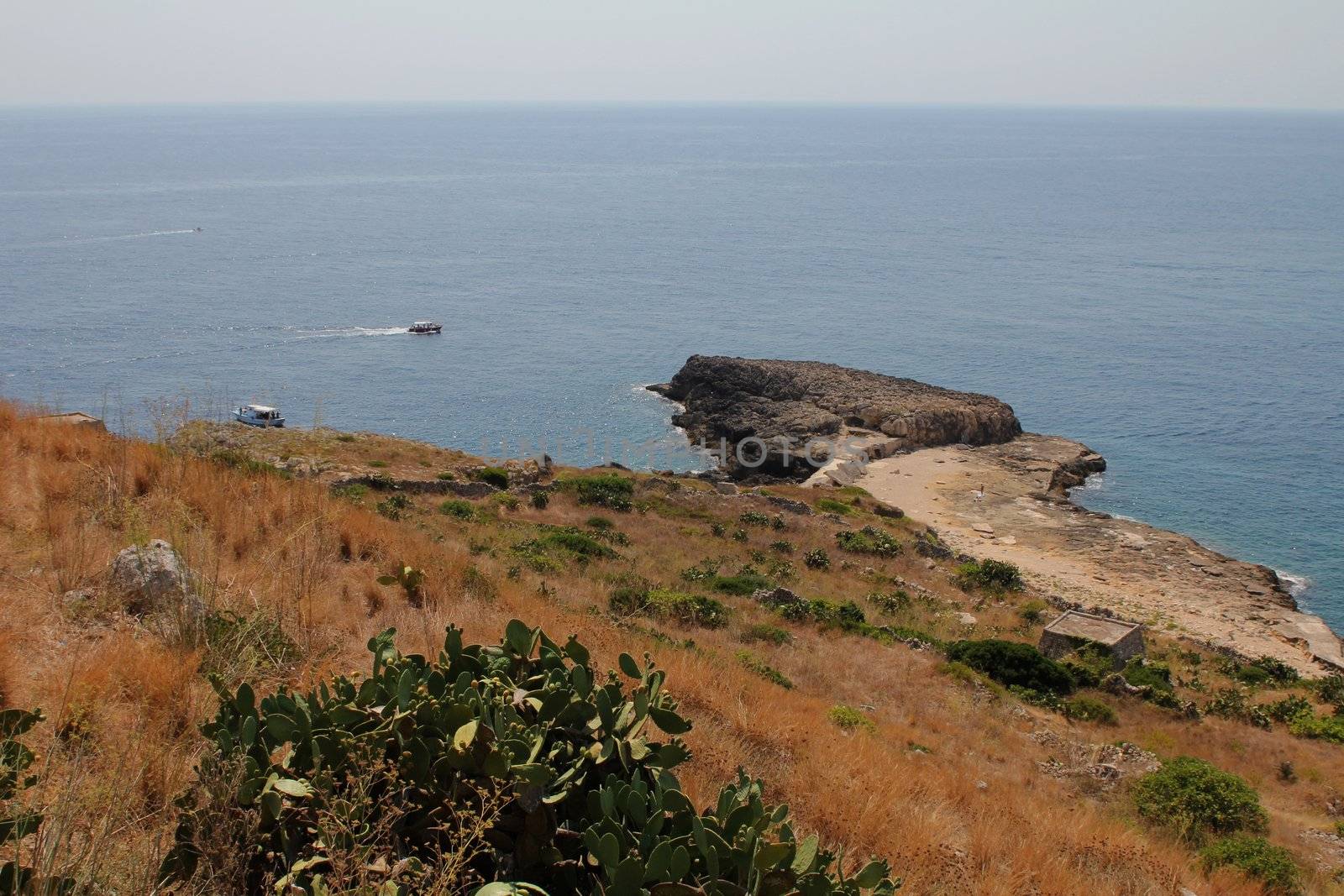 Punta Meliso promontory, in Santa Maria di Leuca, the southeastern extremity of Italy, as well as meeting point of the Adriatic Sea and the Ionian Sea
