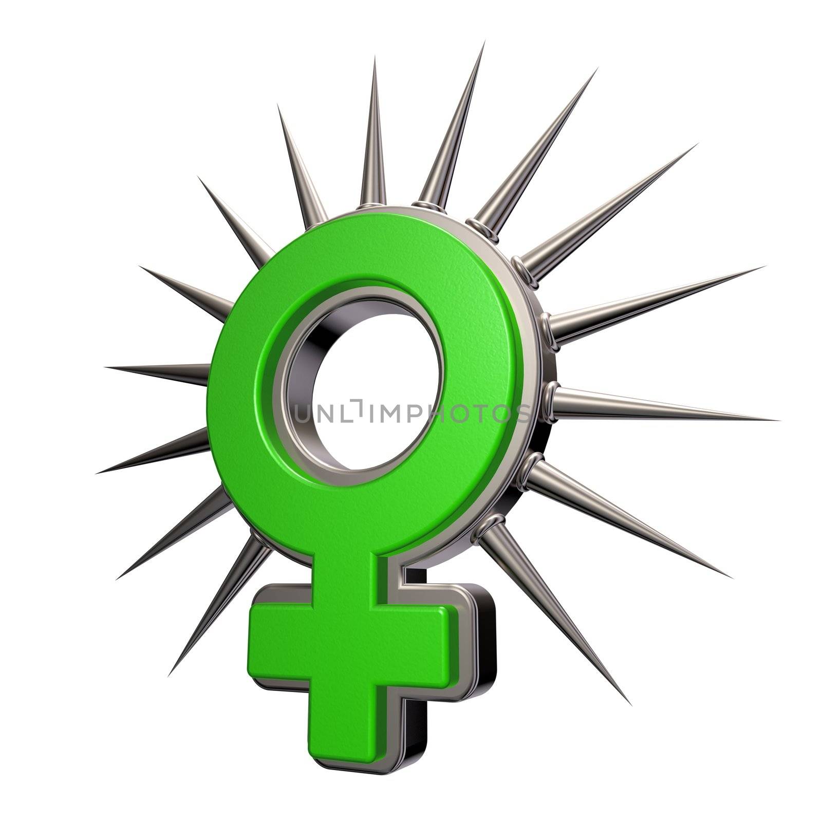 female symbol with prickles on white background - 3d illustration
