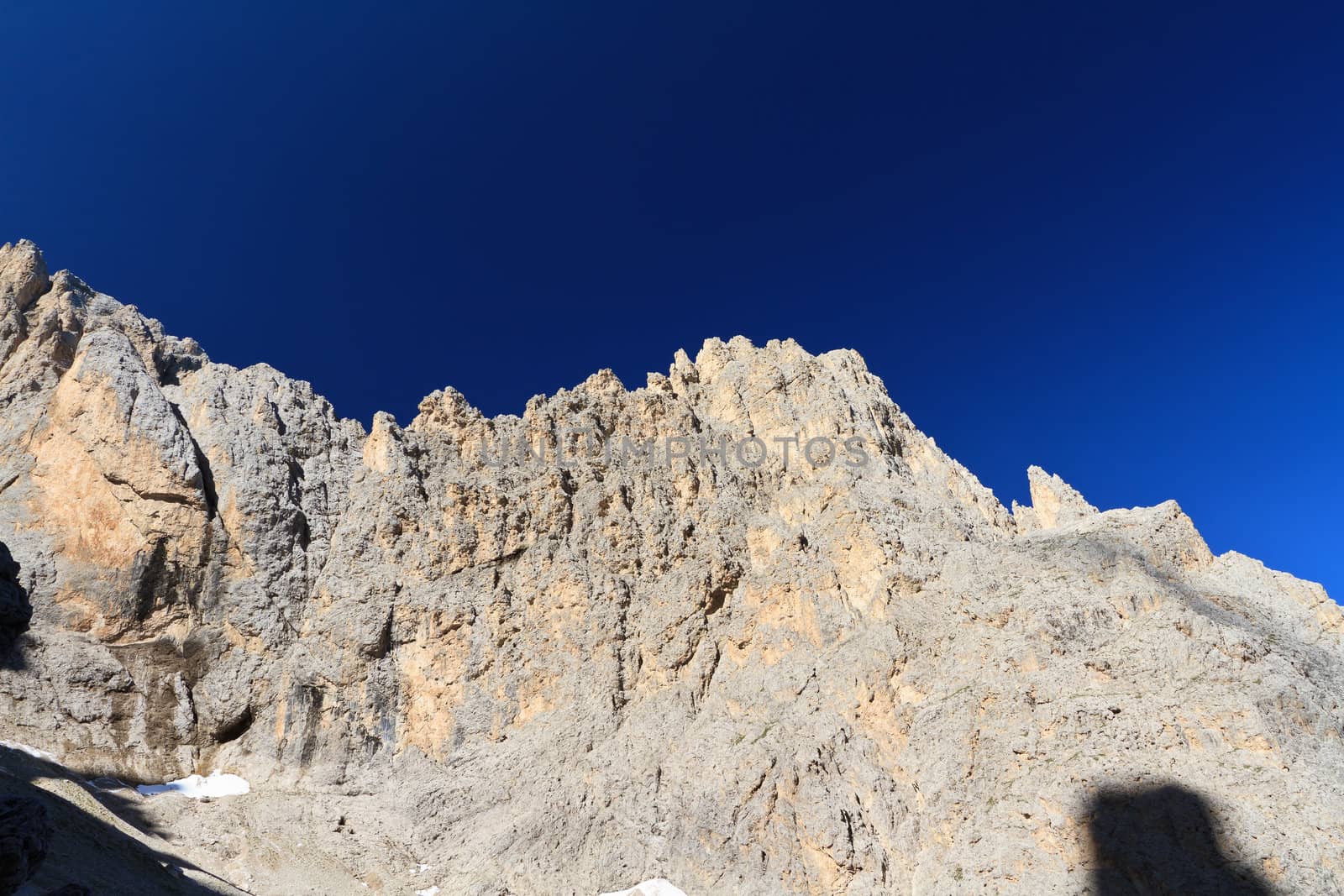 early morning on Dolomites, Sassolungo group, Italy