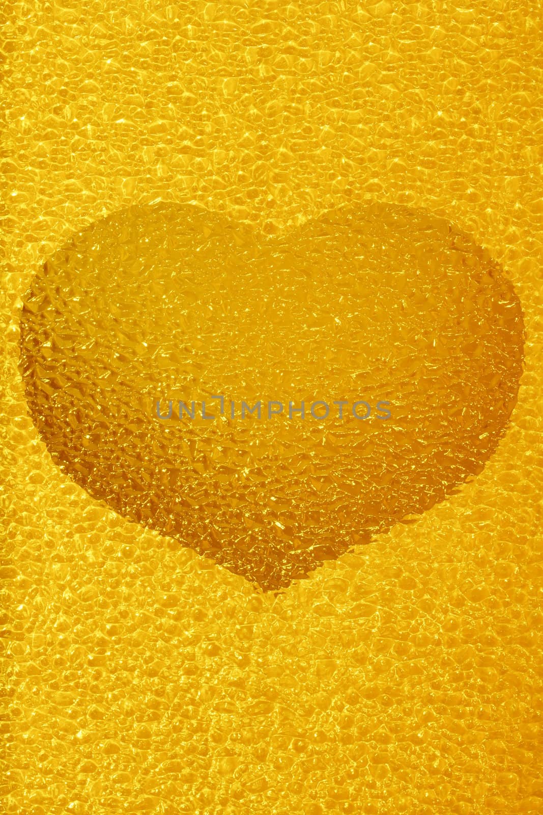 closeup shot of colorful golden crystal heart