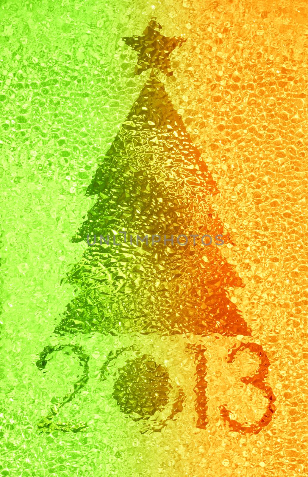 Closeup shot of Christmas tree crystal background