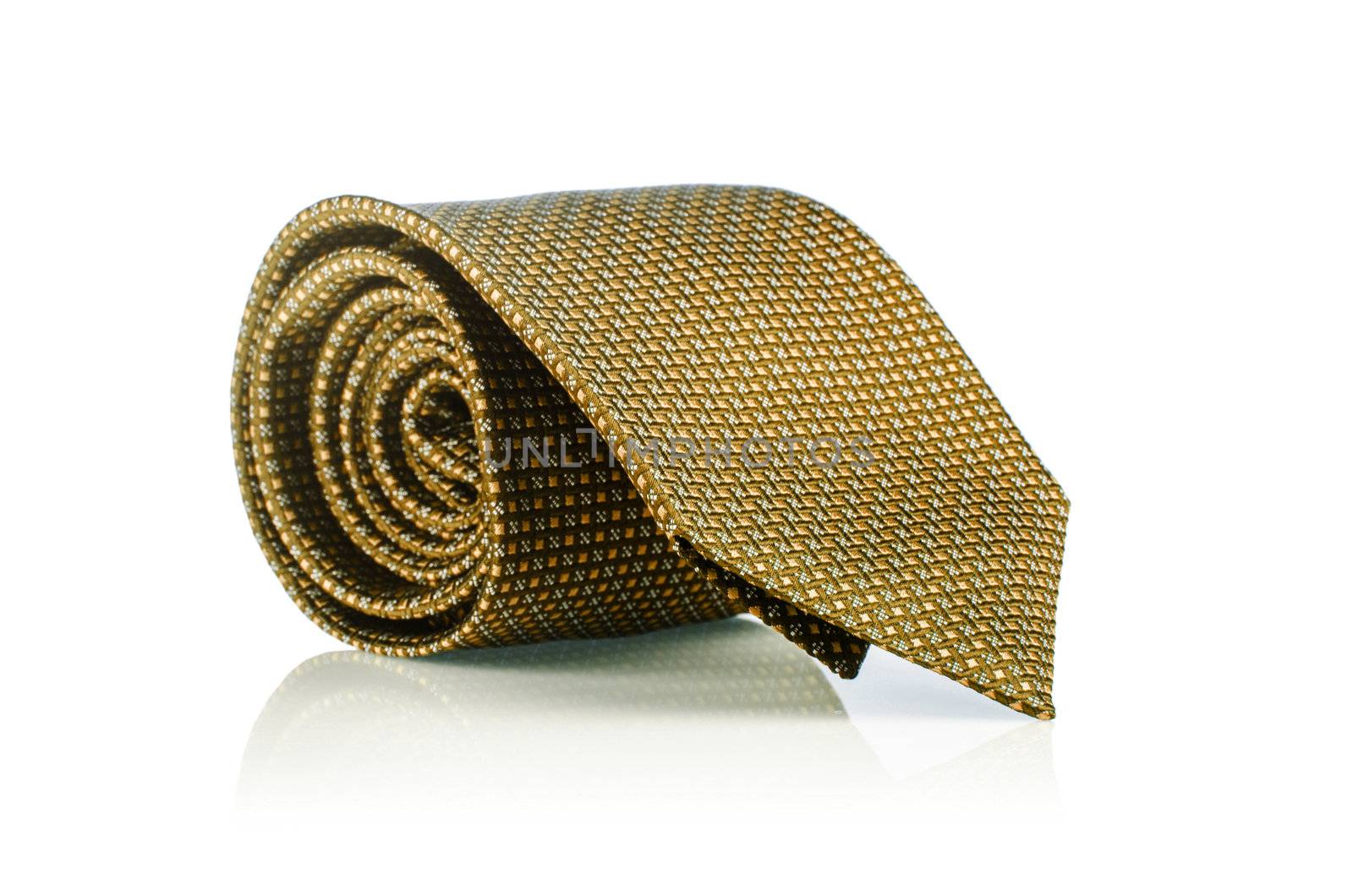 Elegant silk male tie ( necktie ) on white