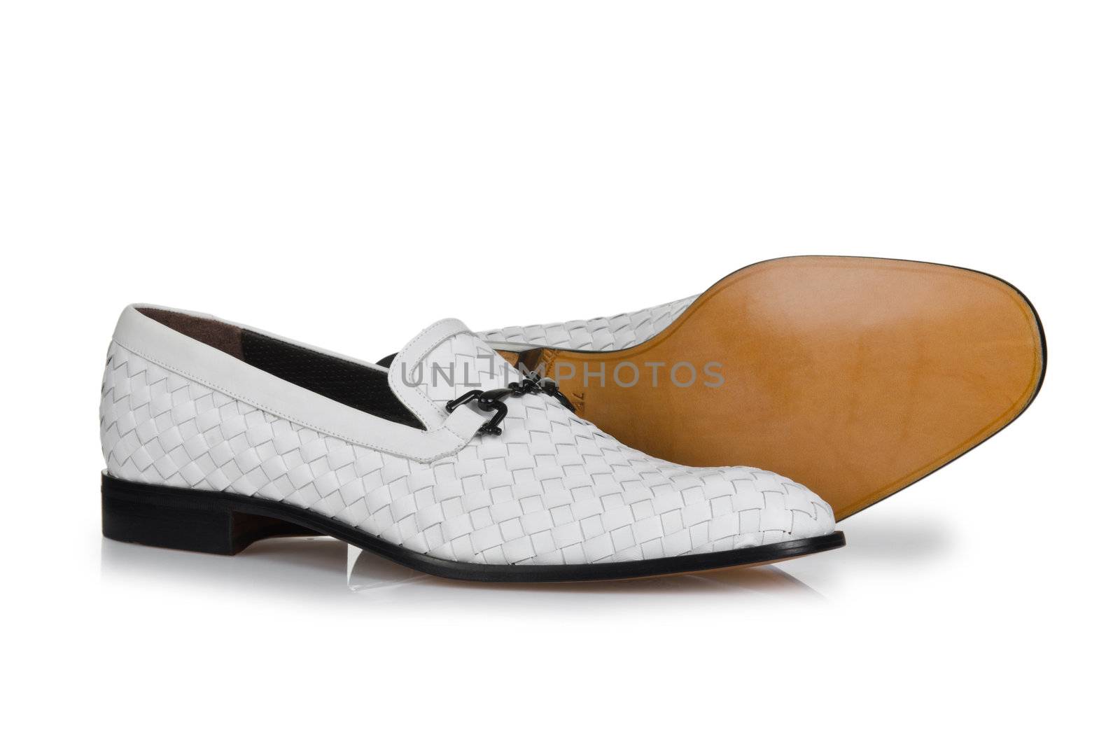 Fashion concept with male shoes on white by Elnur