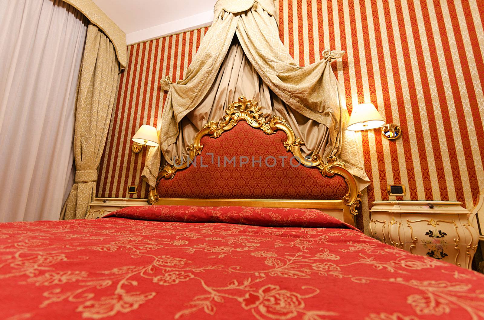 Double bed in the modern room