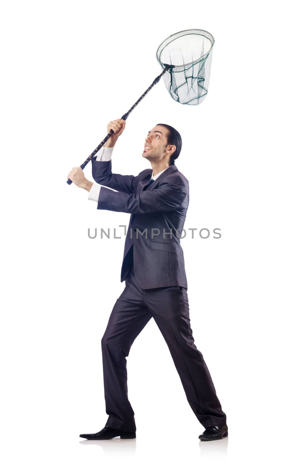 Businessman in business concept with net