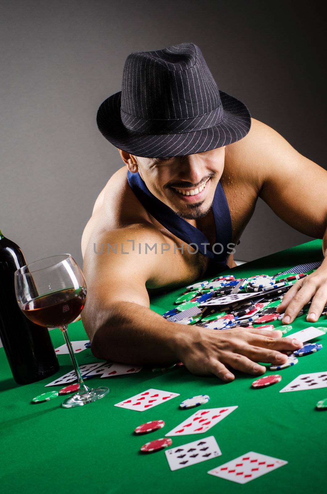 Naked broke businessman in casino