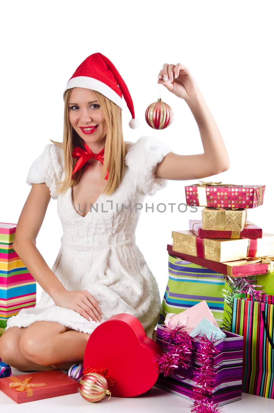 Happy woman after christmas shopping by Elnur