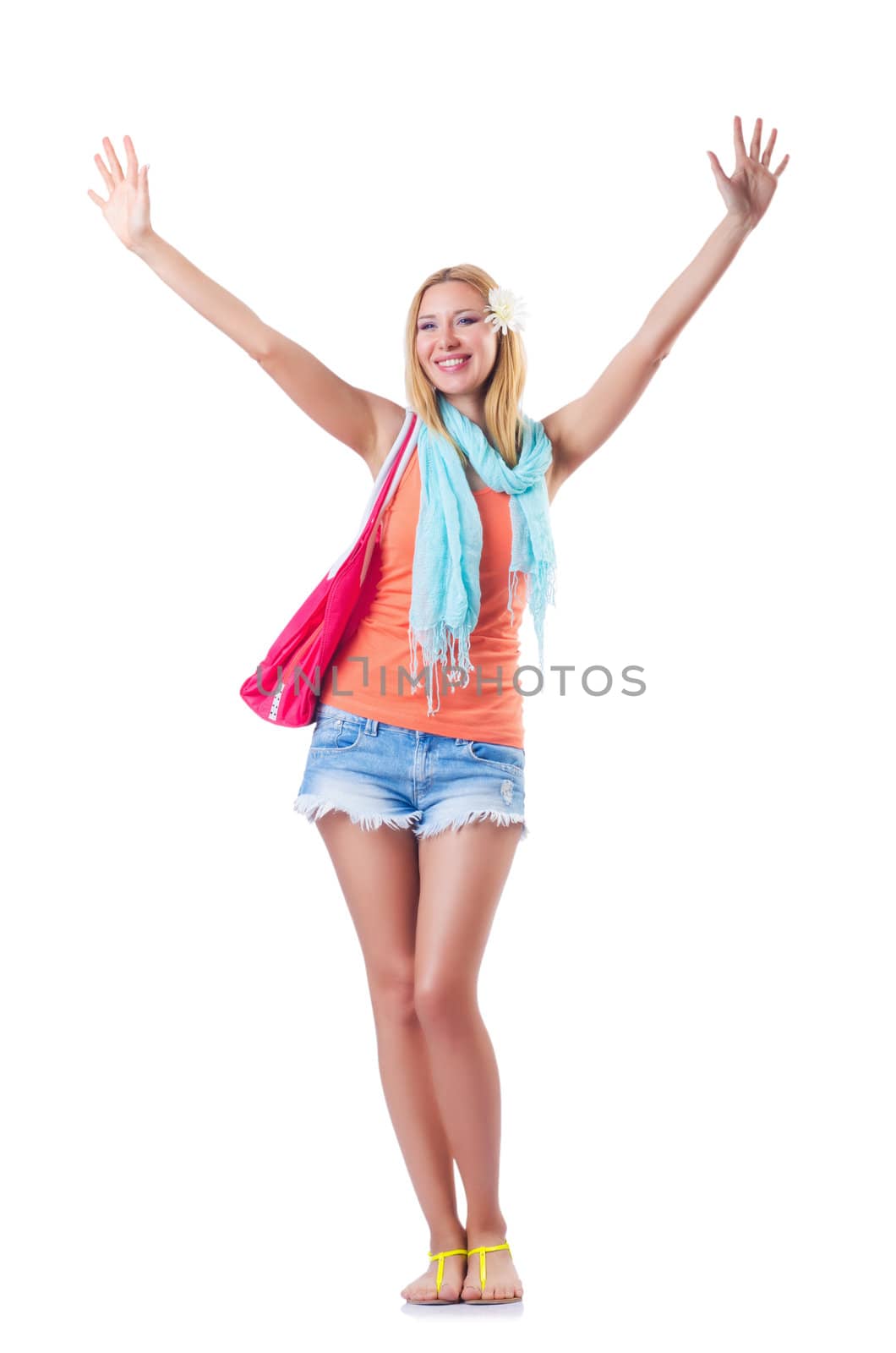 Happy attractive young woman ready for summer vacation by Elnur