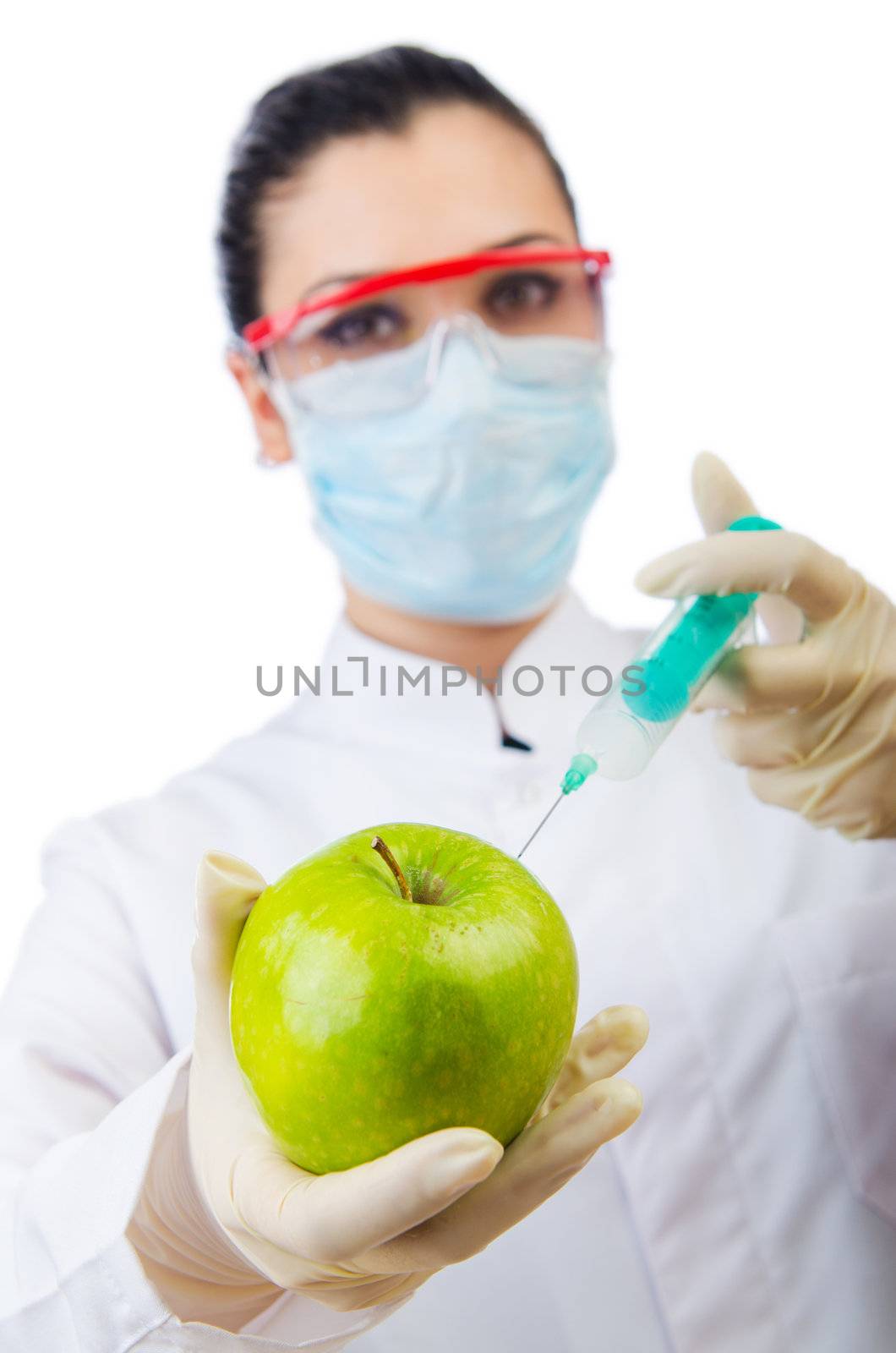 Chemical experiment with apple and syringe by Elnur