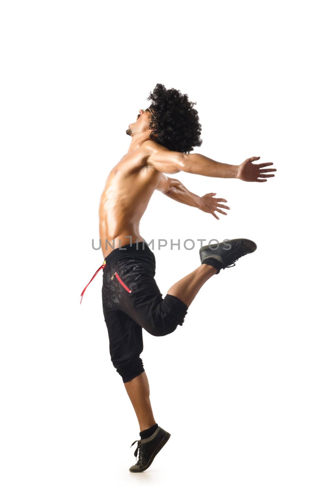 Funny dancer isolated on the white