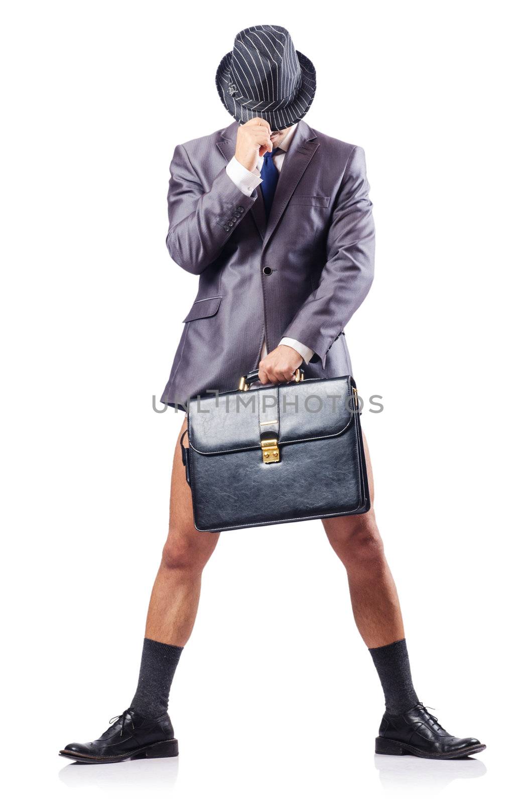 Nude businessman in business concept