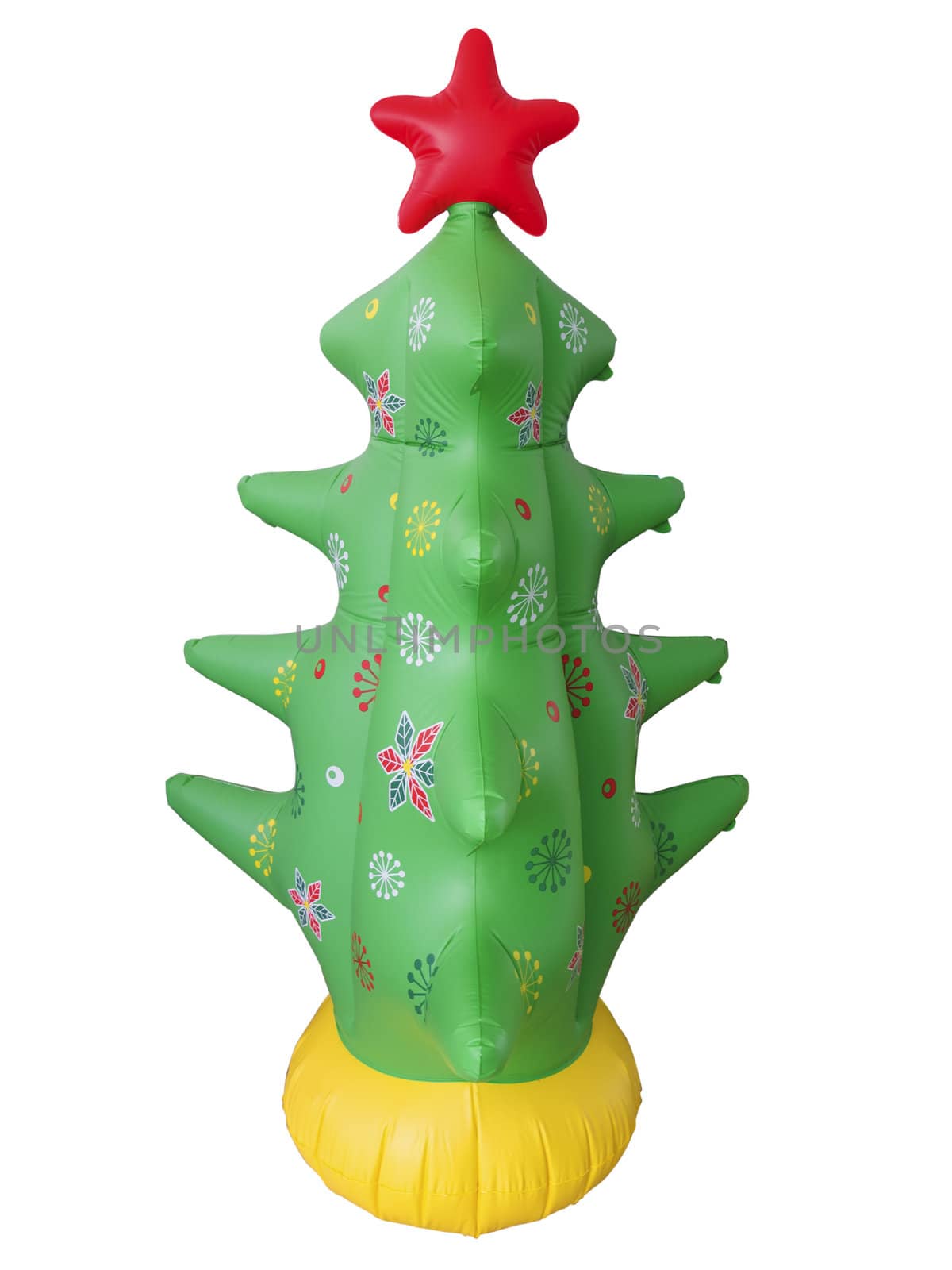 close up of an inflatable rubber fake christmas tree