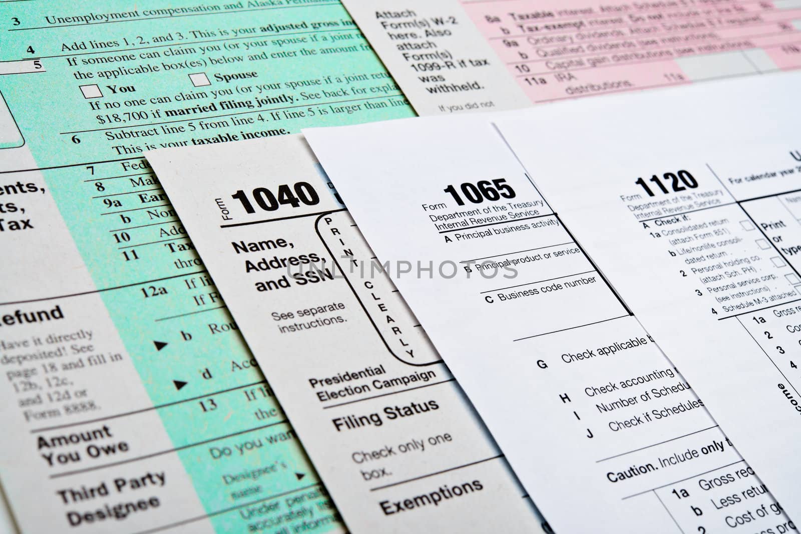 U.S. Income Tax Return forms 1040,1065,1120