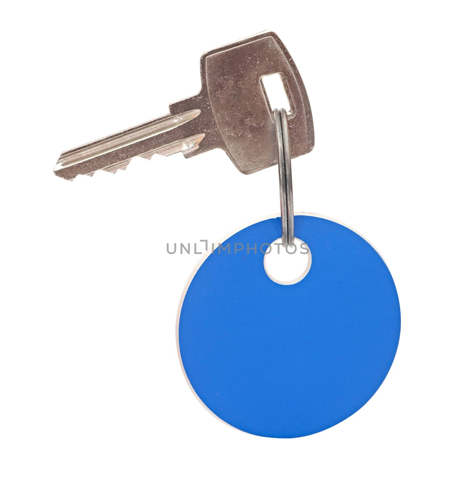 Blank tag and a key isolated on white background 