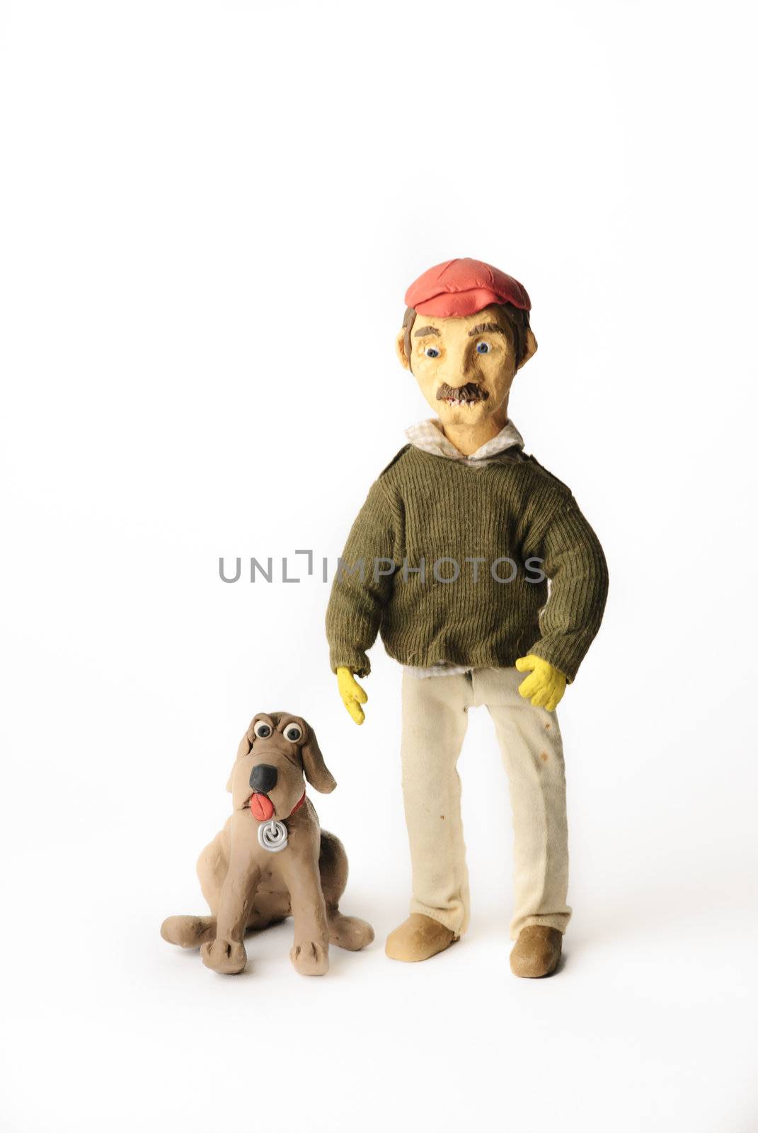 plasticine dog and man