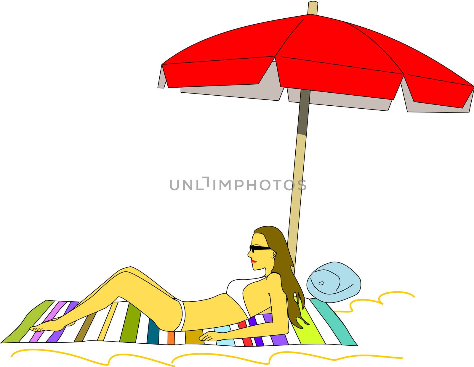 Girl Sunbathes At The Beach by trrent