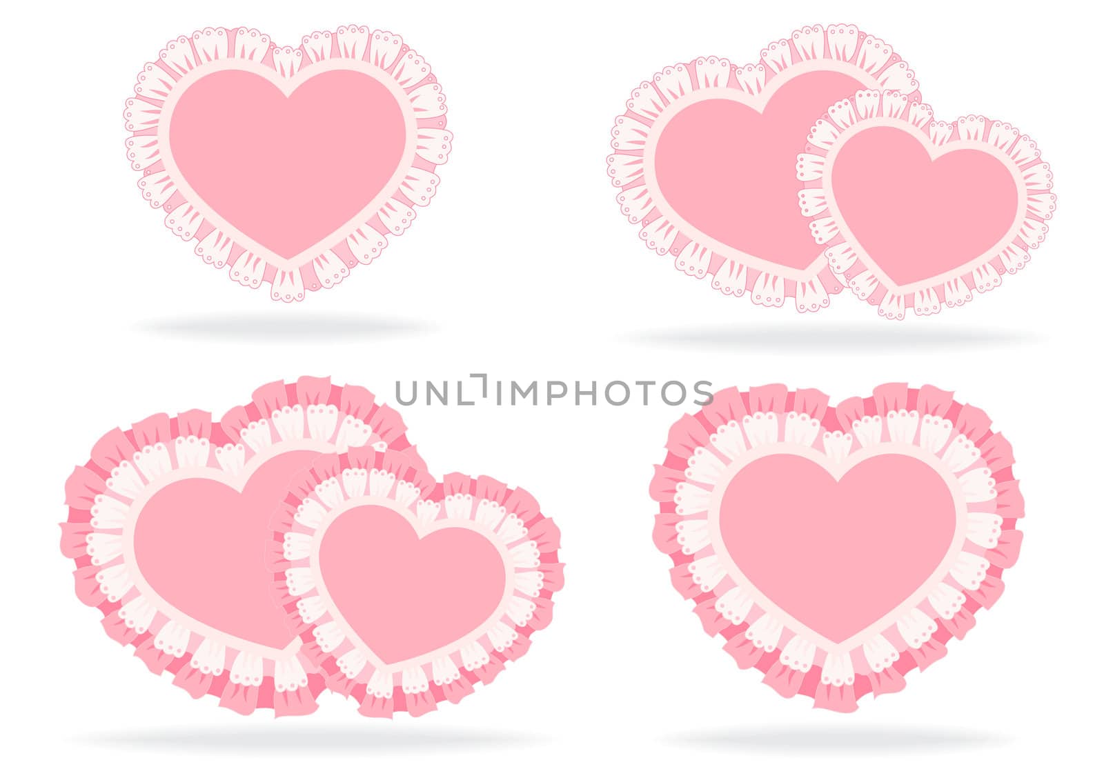 set of stylized hearts on white background