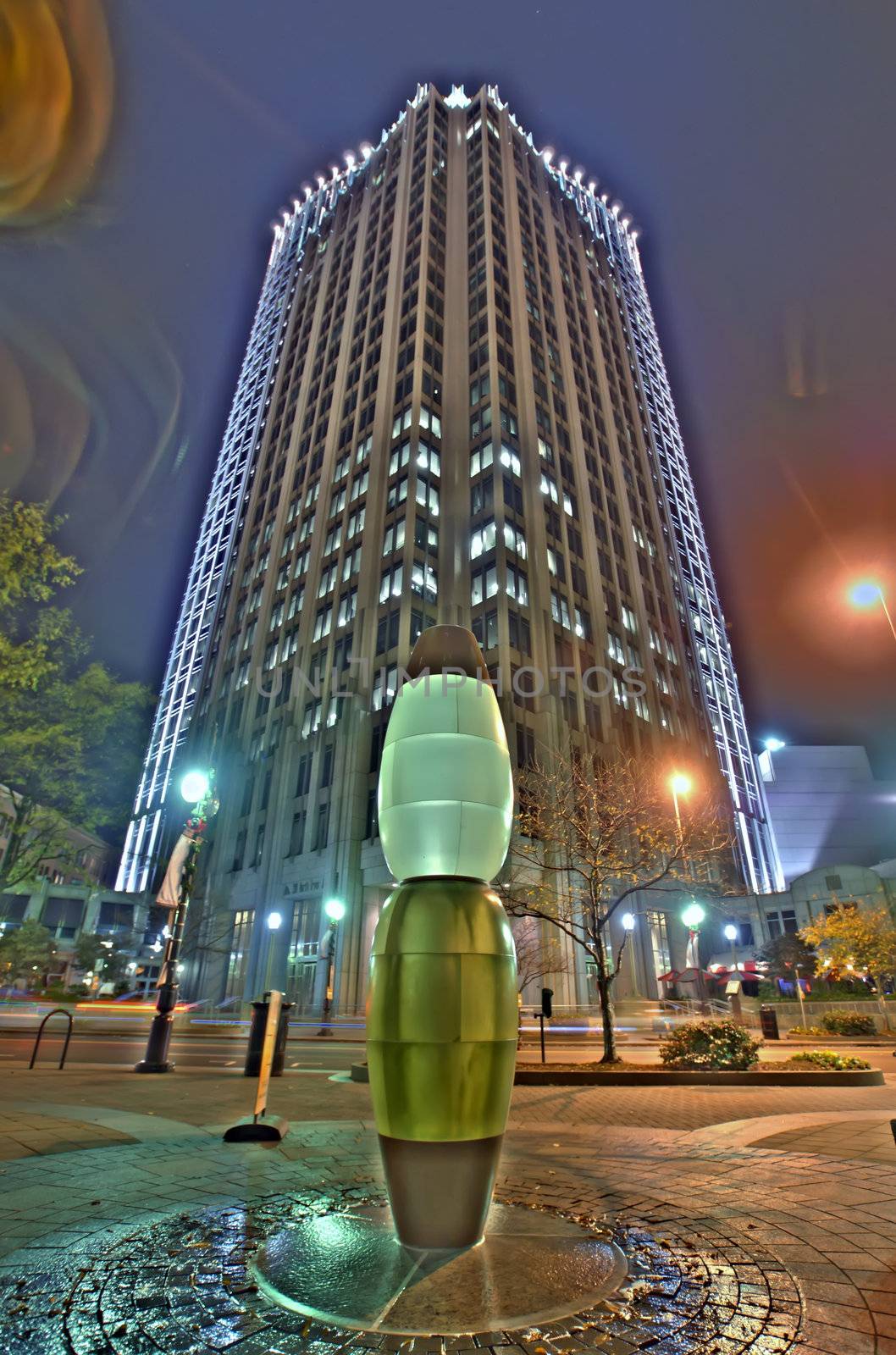 highrise buildings at night