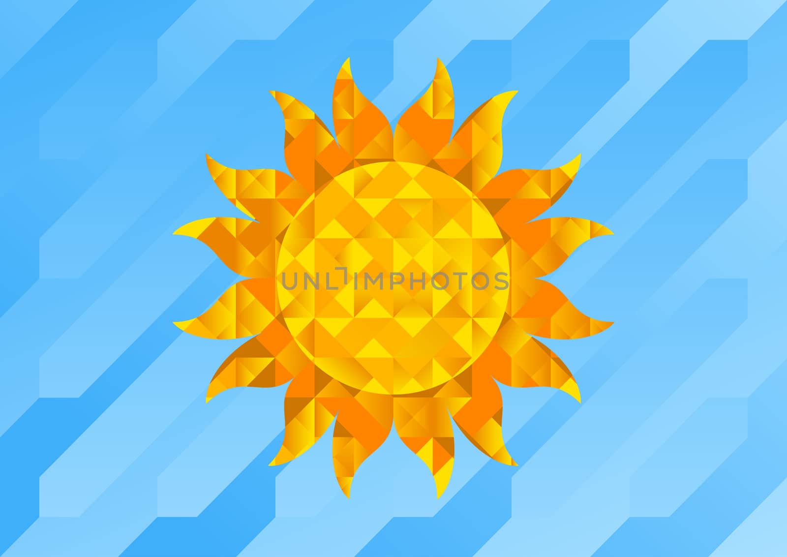 Bitmap Illustration of Abstract Sun of Geometric Shapes