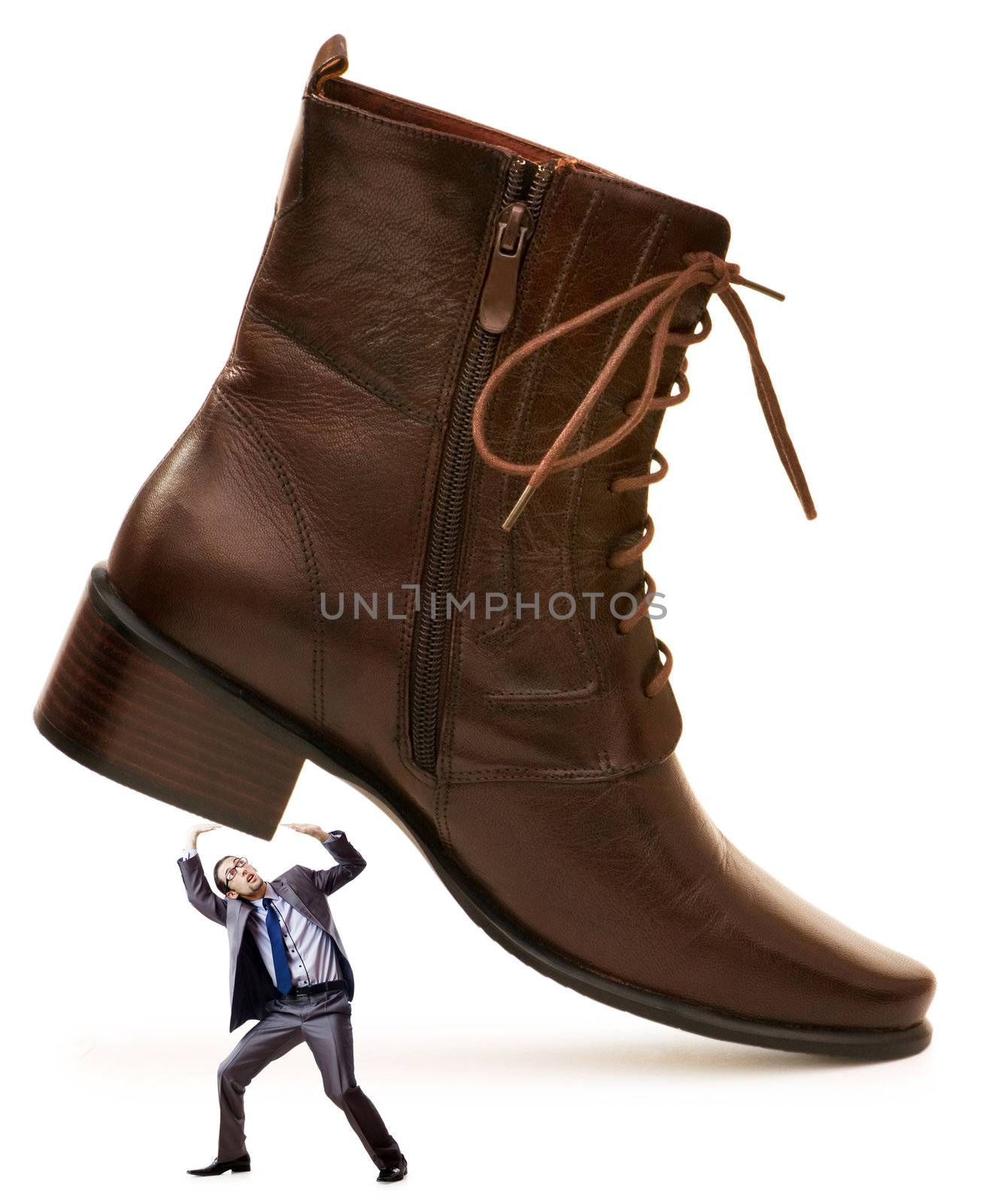 Woman domination concept with shoes and man by Elnur