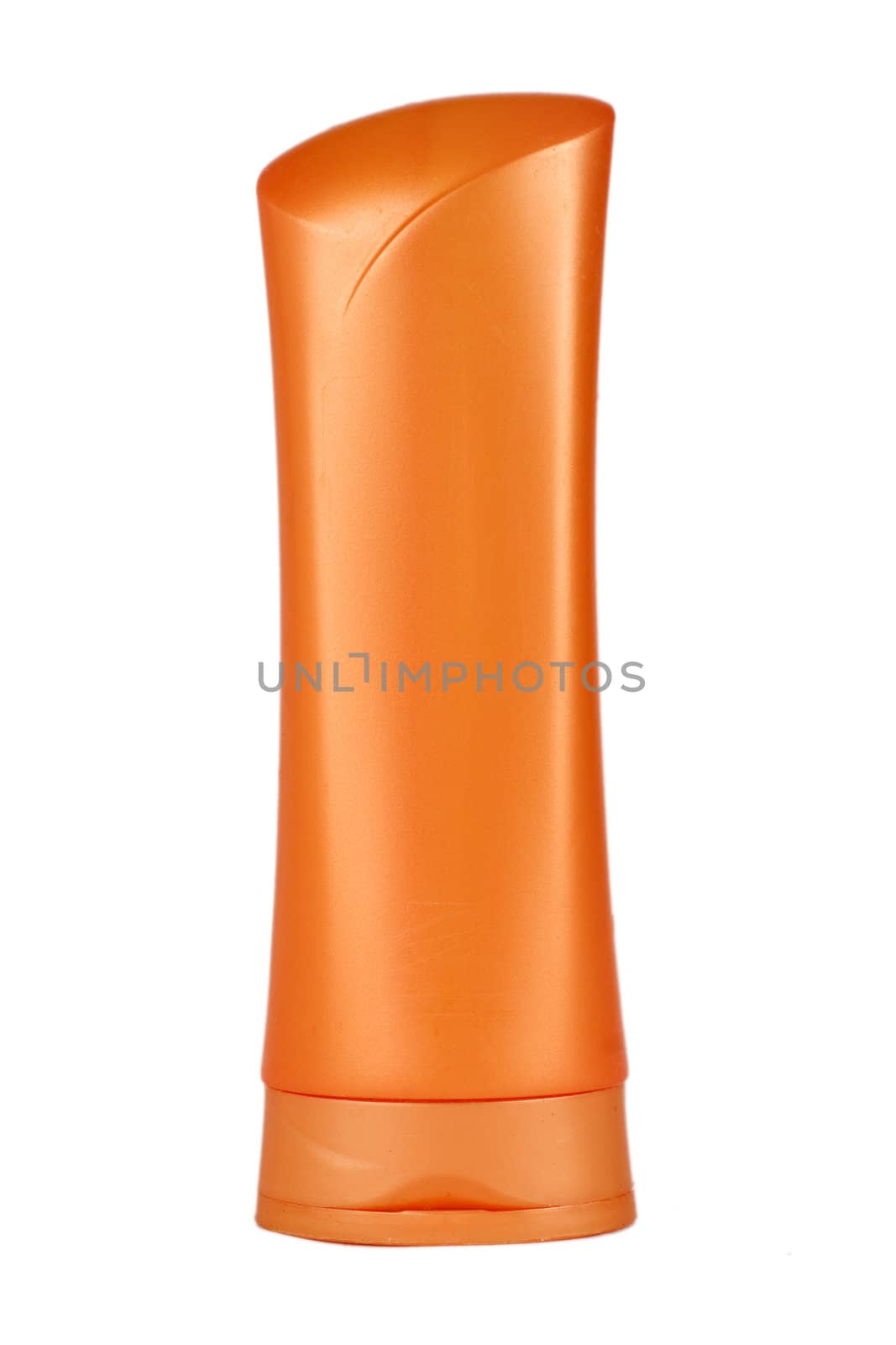 Plastic bottle for lotion, soap, shampoo, sunscreen etc. Isolated on white.
