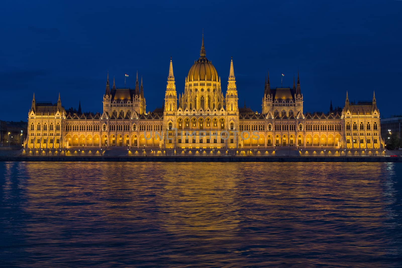 night shot of parliament building in the budapest, hungary