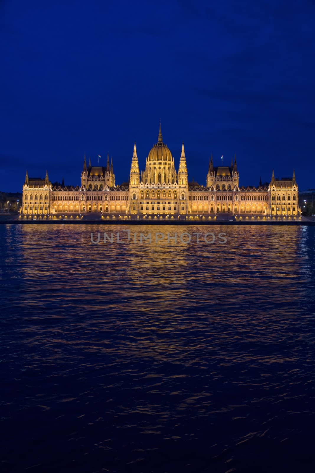 night shot of parliament building in the budapest, hungary