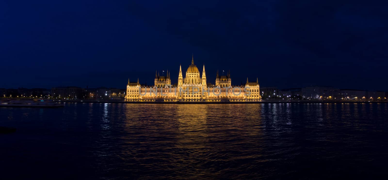 night shot of parliament building in the budapest, hungary
