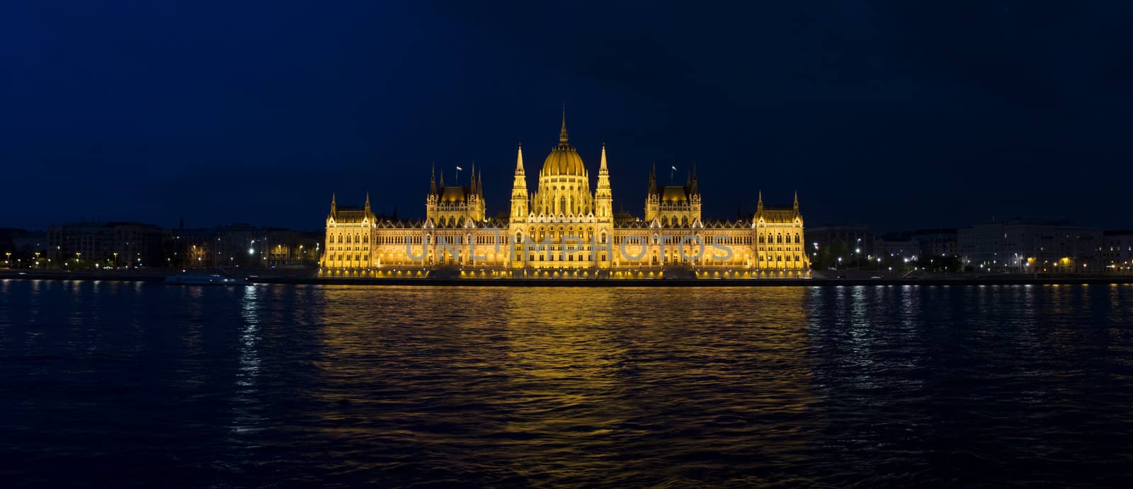 night shot of parliament building in the budapest, hungary