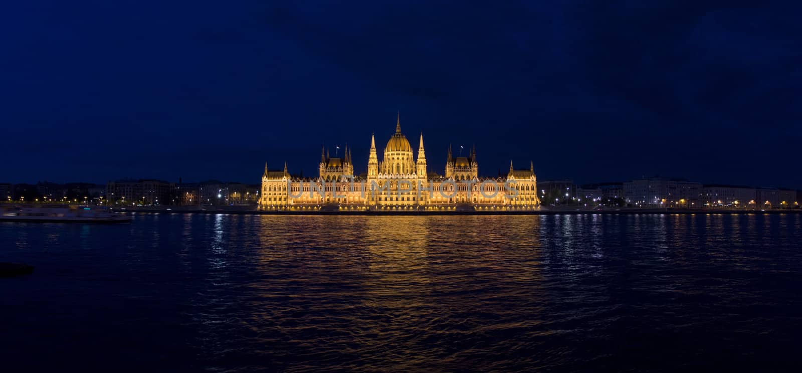 night shot of parliament building in the budapest, hungary