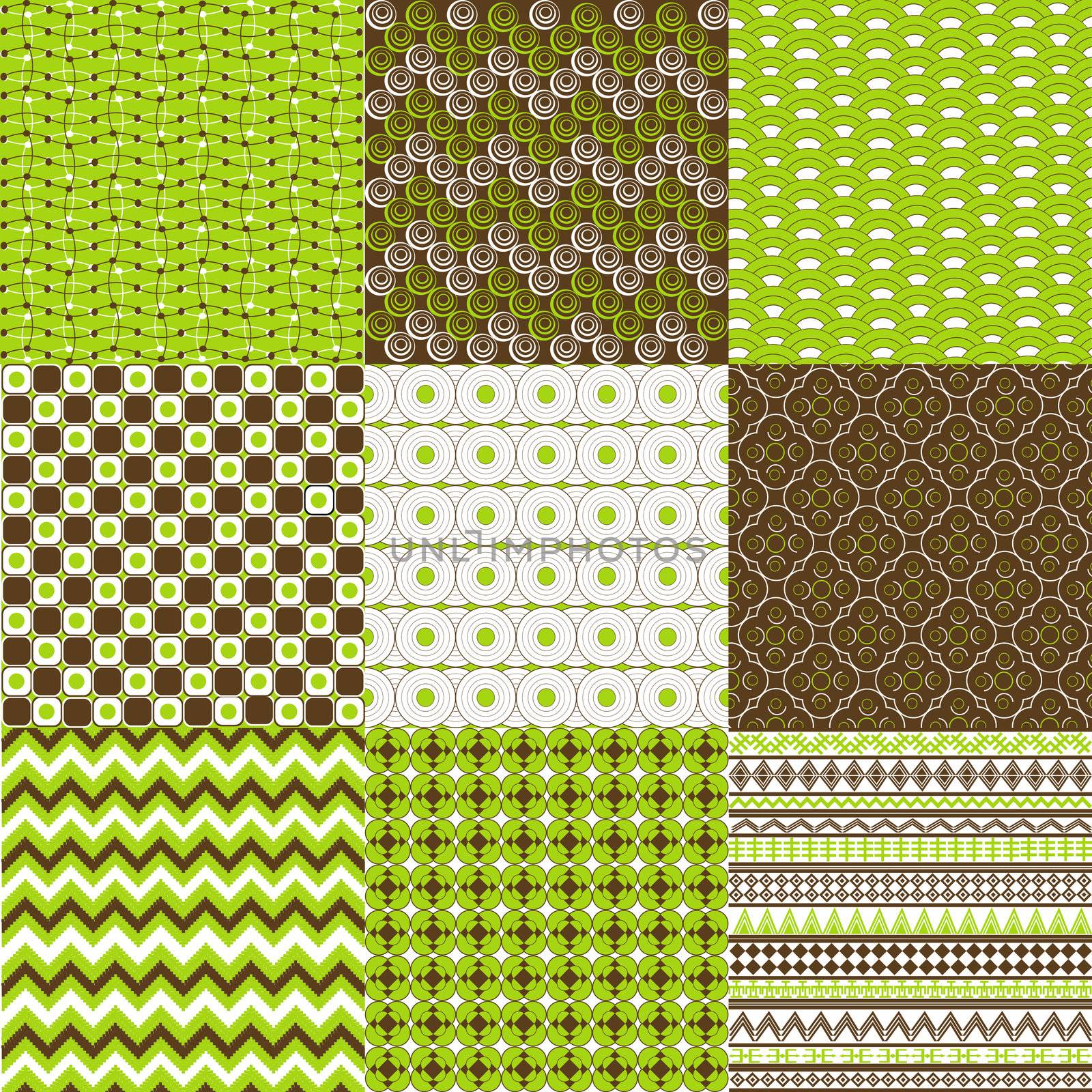 Set of backgrounds in green and browm