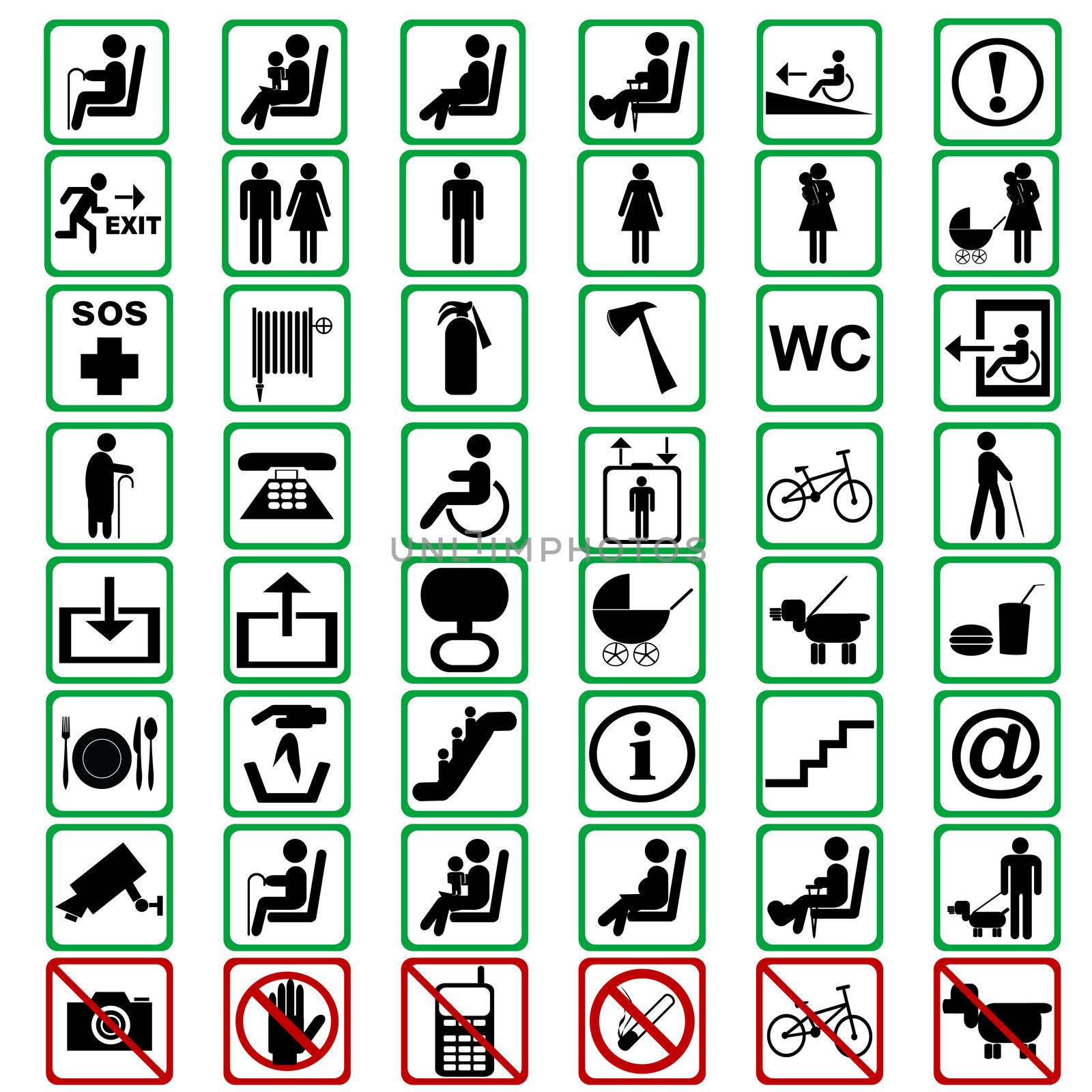 International signs used in tranportation means
