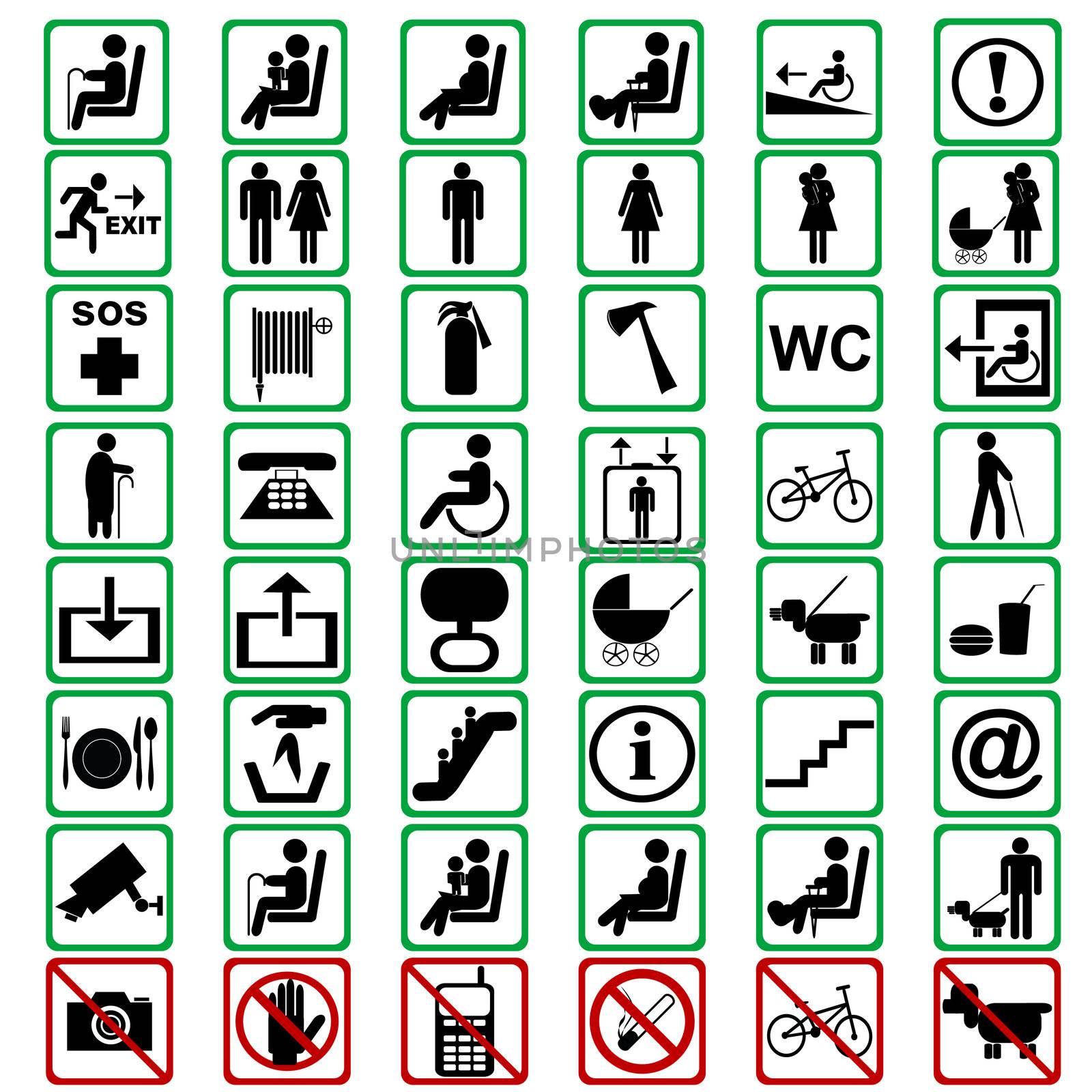 International signs used in tranportation means