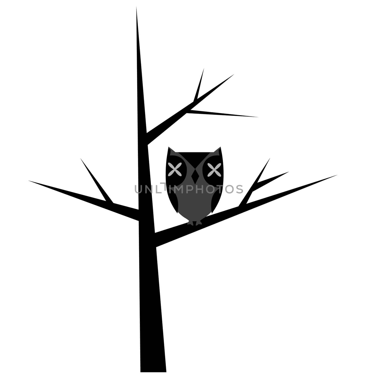 Abstract tree with stylized owl