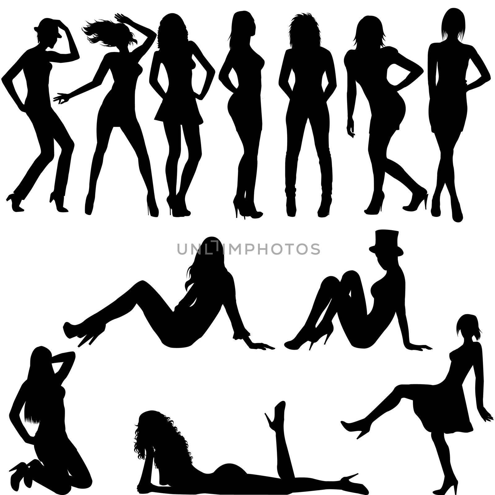 Set of sexy women silhouettes by hibrida13