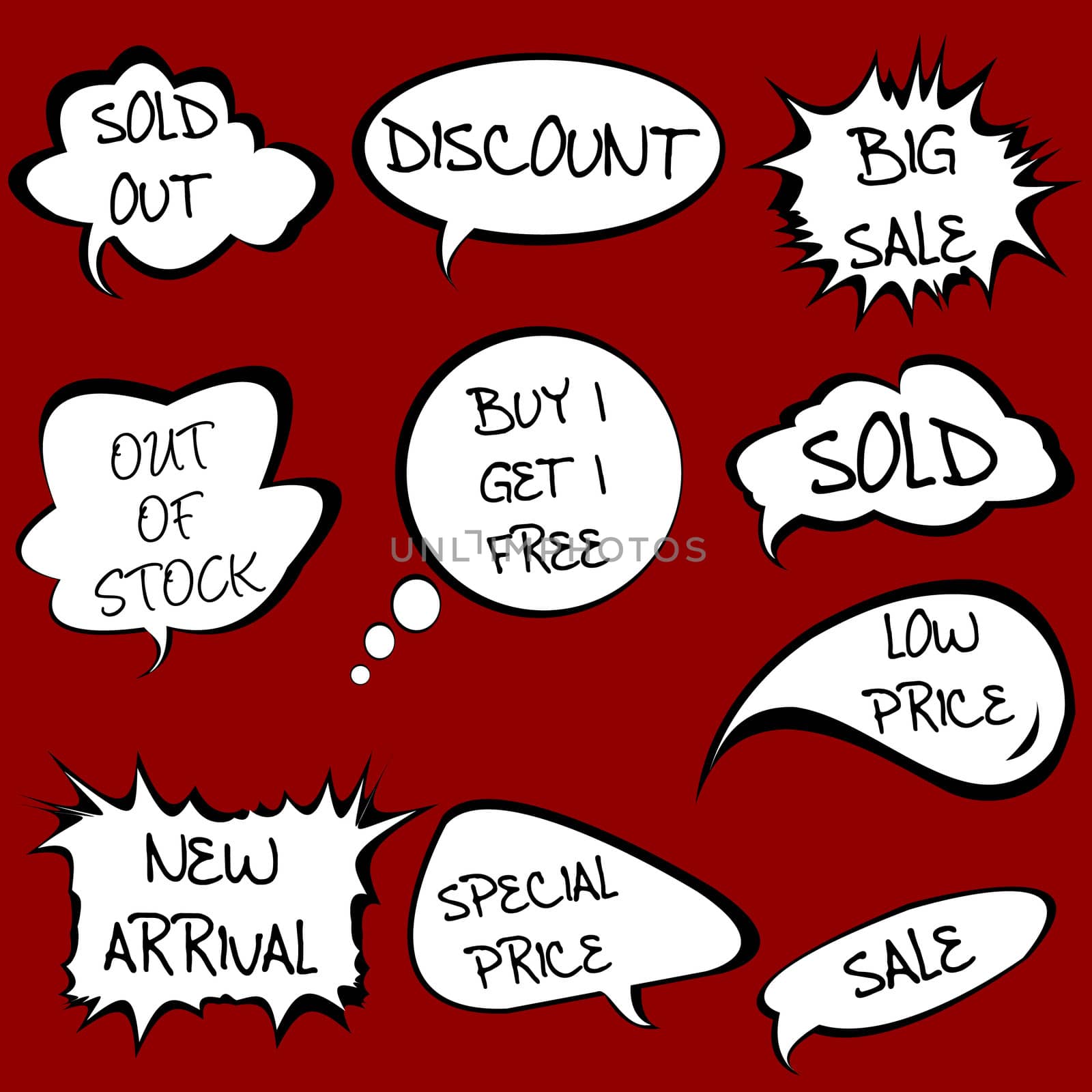 Speech bubbles set with sale messages by hibrida13