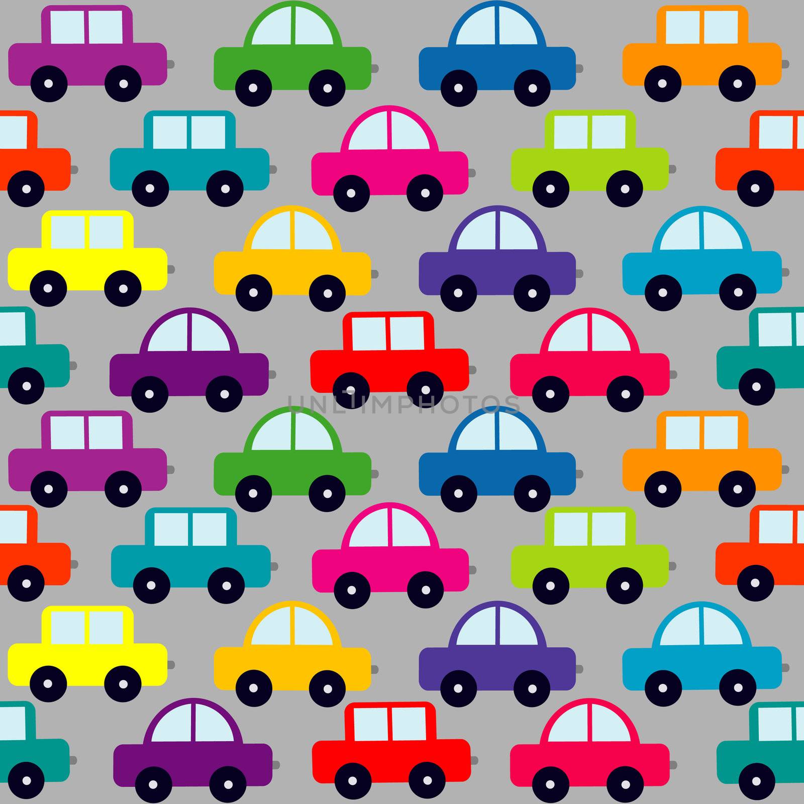 Seamless pattern with cartoon cars