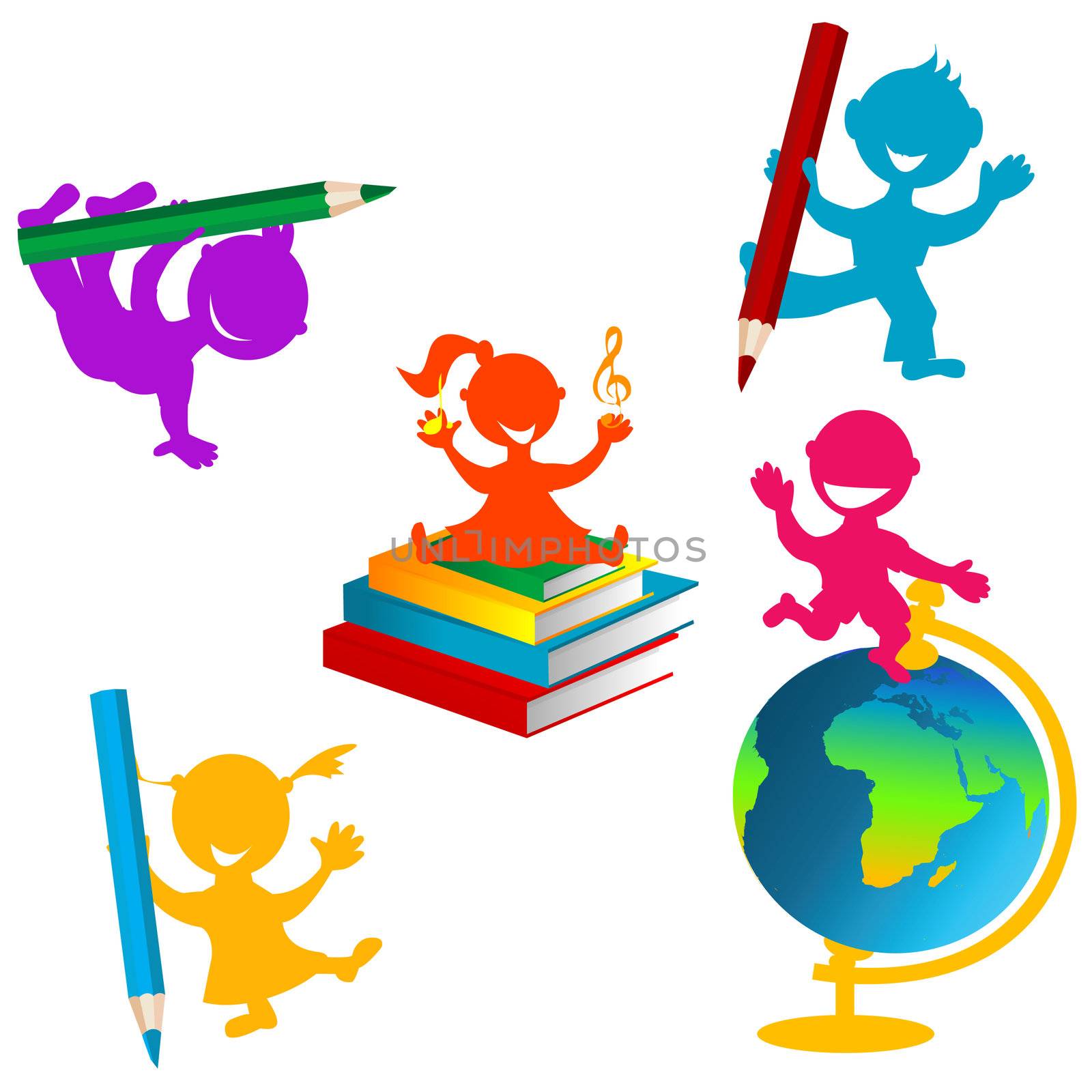 Back to school background with children and books